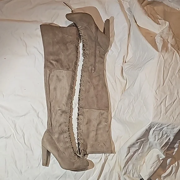 Wild Diva Tall Taupe Boot - Picture 3 of 13